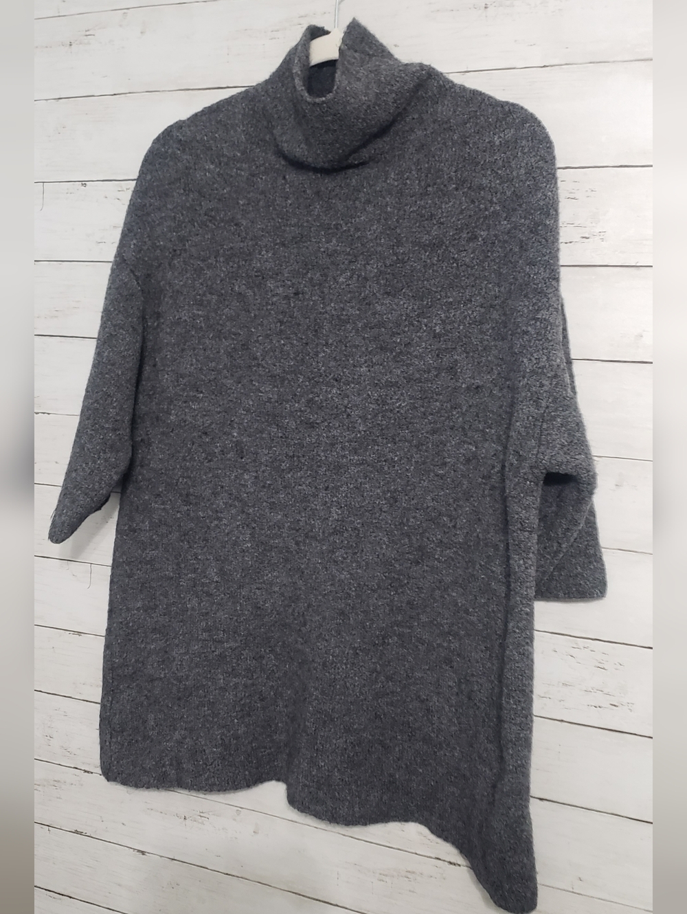 ZARA Charcoal Dark Gray Mockneck Oversized 3/4 Sleeve Sweater Oversized Comfy